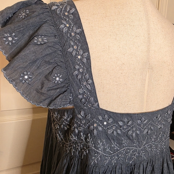 Juliet Dunn London Blue Embroidered Sleeveless Mini Dress - Picture 14 of 16